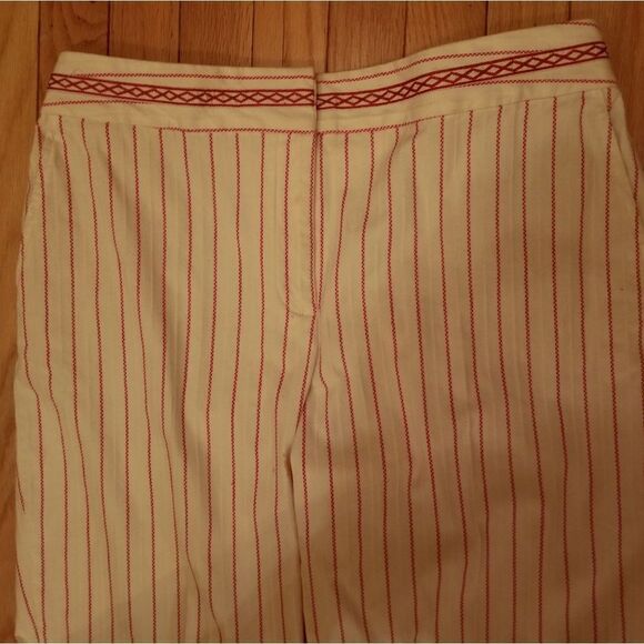 💄TALBOT'S RED & WHITE LINEN STRIPED PANTS - Picture 1 of 5